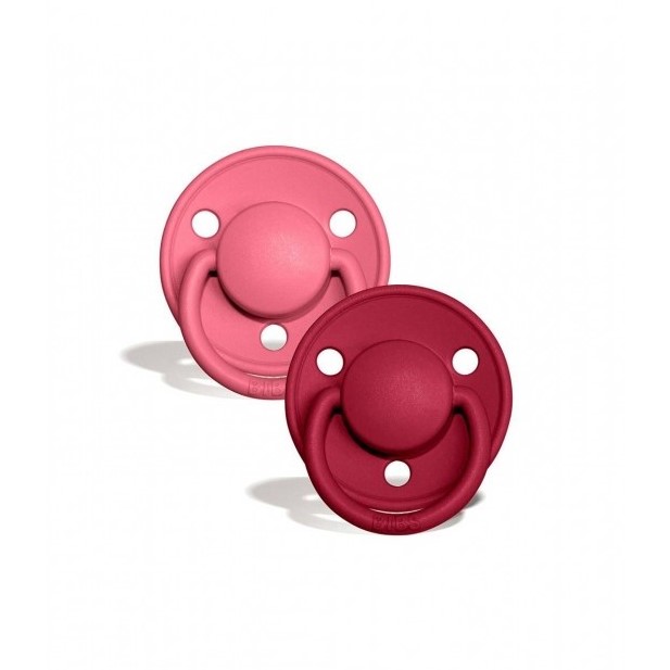 bibs-pipiles-de-lux-natural-rubber-2-pack-coral-ruby-size-2 2